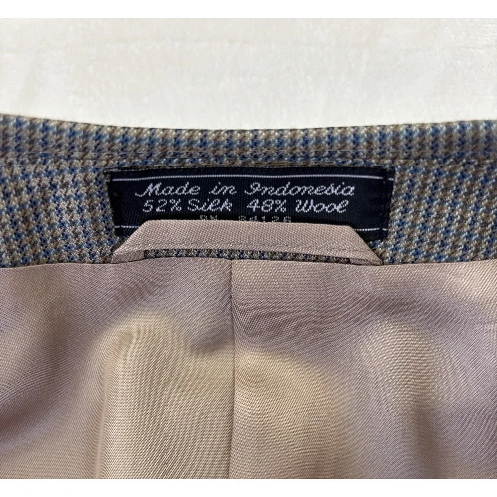 mens‎ gray micro houndstooth Haspel silk wool blazer jacket sport suit coat 40 S